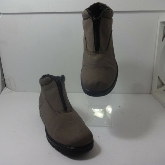 Toe Warmers Womens Size 9M Gray Fully Lined Microfiber Zip Ankle Winter Boots - Picture 2 of 7